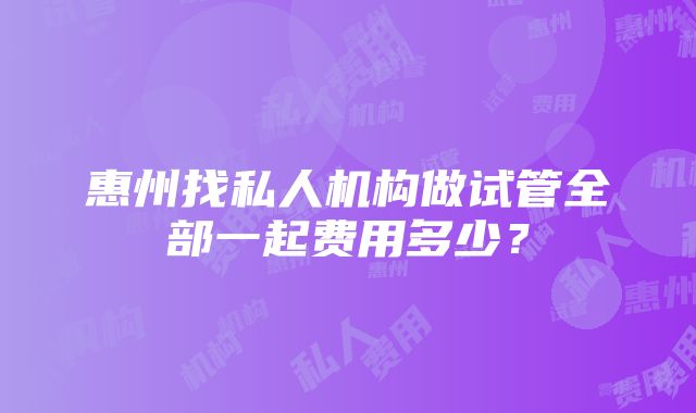 惠州找私人机构做试管全部一起费用多少？