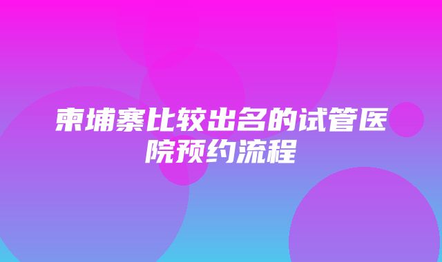 柬埔寨比较出名的试管医院预约流程