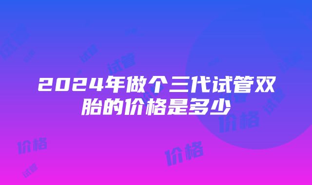 2024年做个三代试管双胎的价格是多少