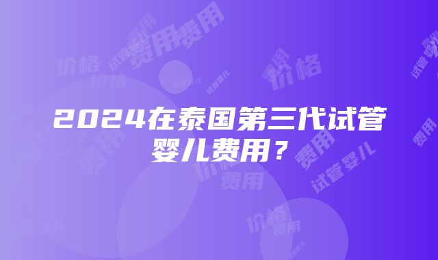 2024在泰国第三代试管婴儿费用？