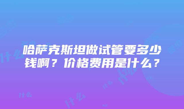 哈萨克斯坦做试管要多少钱啊？价格费用是什么？