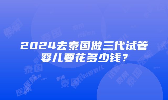 2024去泰国做三代试管婴儿要花多少钱？