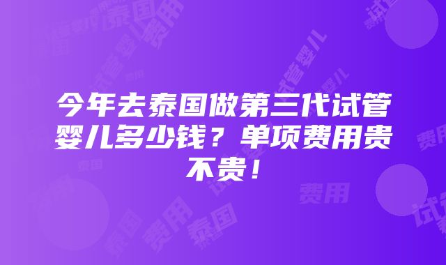 今年去泰国做第三代试管婴儿多少钱？单项费用贵不贵！