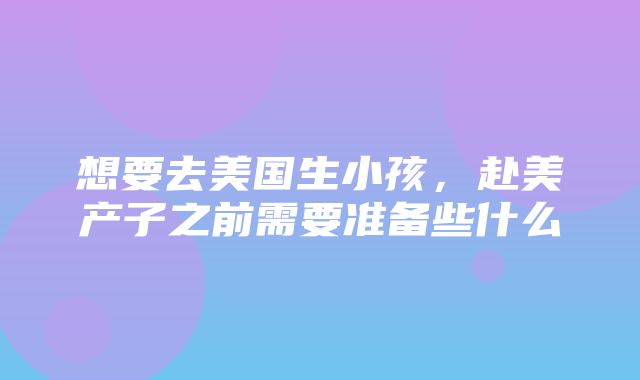 想要去美国生小孩，赴美产子之前需要准备些什么