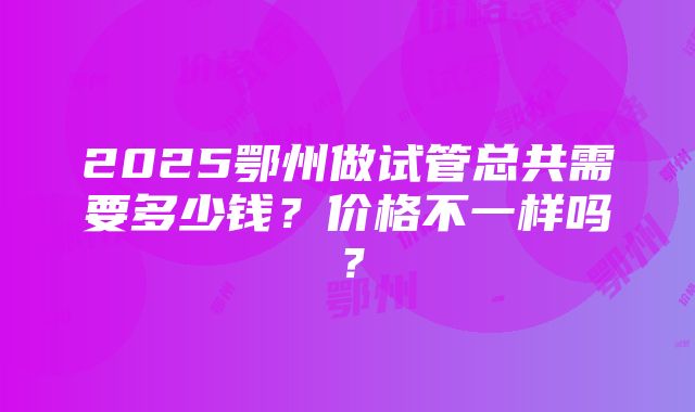 2025鄂州做试管总共需要多少钱？价格不一样吗？