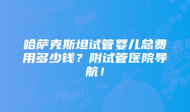 哈萨克斯坦试管婴儿总费用多少钱？附试管医院导航！