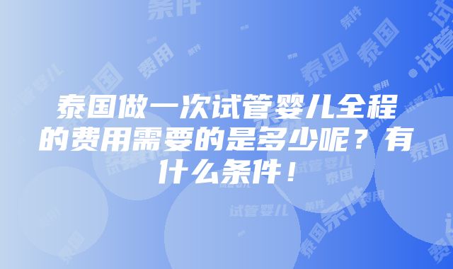 泰国做一次试管婴儿全程的费用需要的是多少呢？有什么条件！