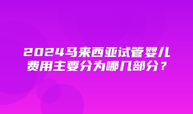 2024马来西亚试管婴儿费用主要分为哪几部分？