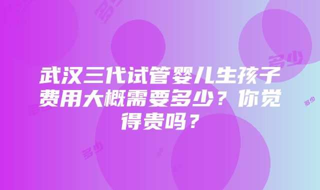 武汉三代试管婴儿生孩子费用大概需要多少？你觉得贵吗？