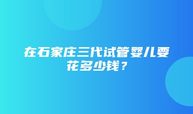 在石家庄三代试管婴儿要花多少钱？