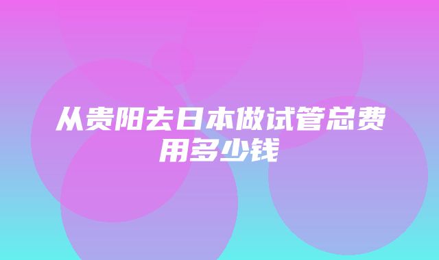 从贵阳去日本做试管总费用多少钱