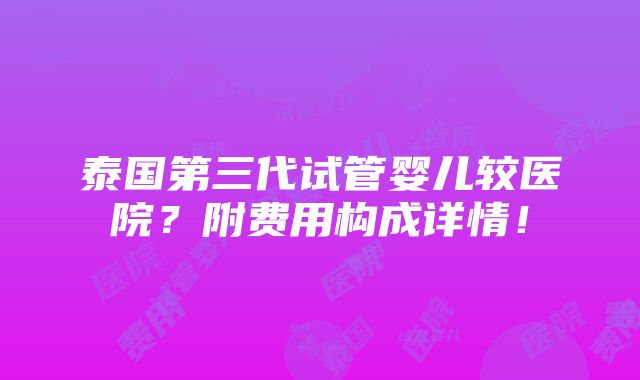 泰国第三代试管婴儿较医院？附费用构成详情！