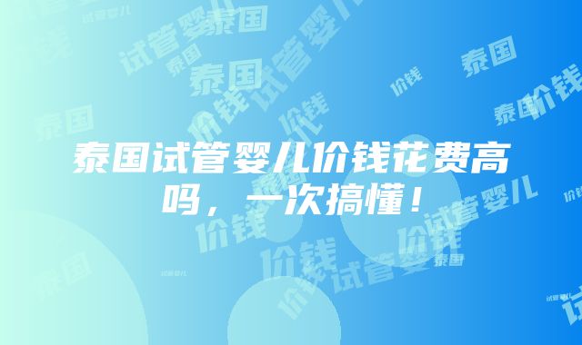 泰国试管婴儿价钱花费高吗，一次搞懂！