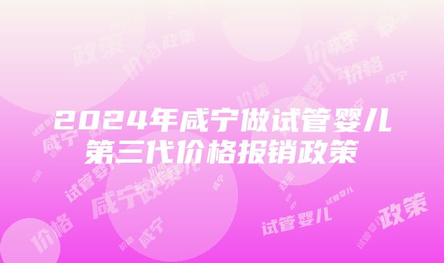 2024年咸宁做试管婴儿第三代价格报销政策