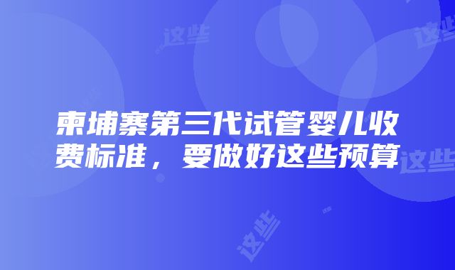 柬埔寨第三代试管婴儿收费标准，要做好这些预算