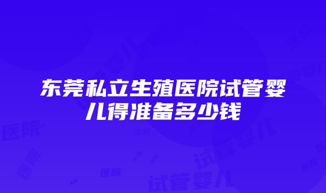 东莞私立生殖医院试管婴儿得准备多少钱