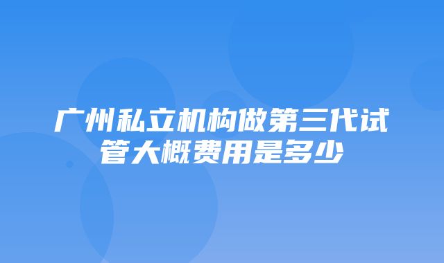 广州私立机构做第三代试管大概费用是多少