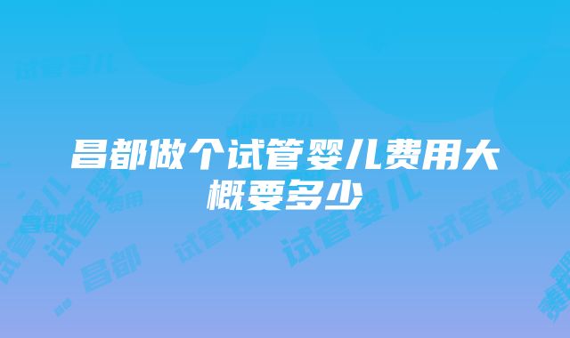 昌都做个试管婴儿费用大概要多少