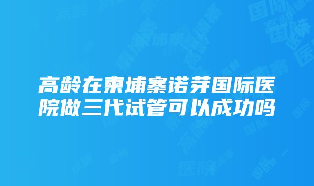 高龄在柬埔寨诺芽国际医院做三代试管可以成功吗