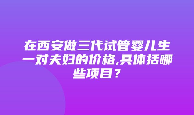 在西安做三代试管婴儿生一对夫妇的价格,具体括哪些项目？