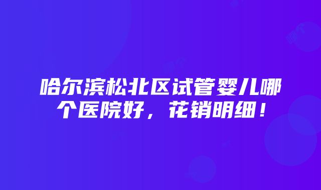 哈尔滨松北区试管婴儿哪个医院好，花销明细！