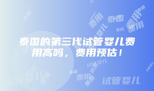 泰国的第三代试管婴儿费用高吗，费用预估！