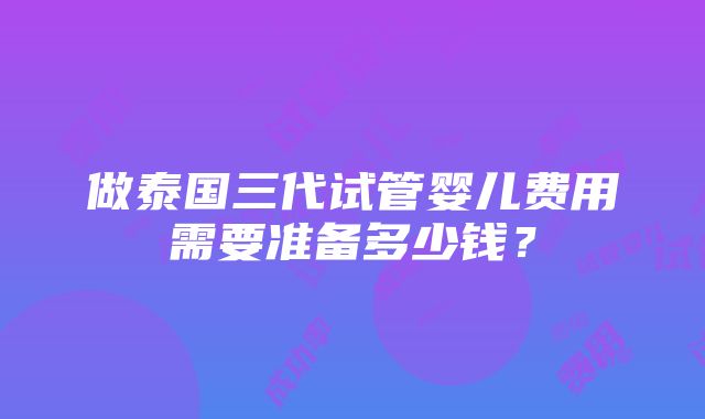 做泰国三代试管婴儿费用需要准备多少钱？