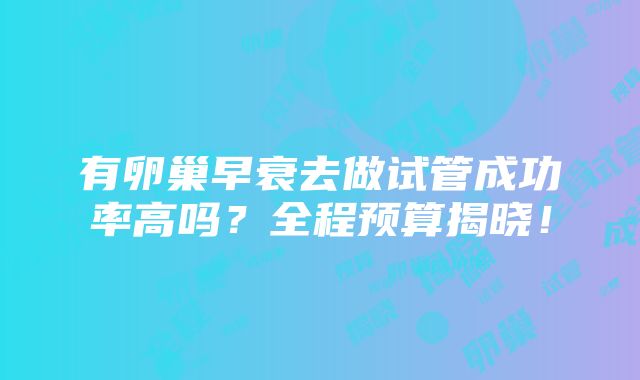 有卵巢早衰去做试管成功率高吗？全程预算揭晓！