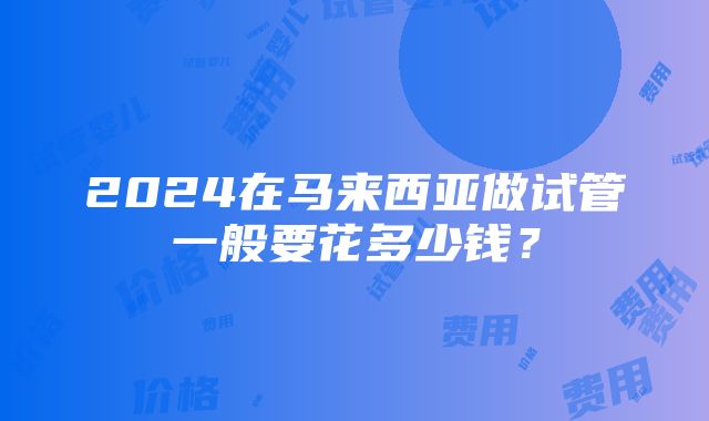 2024在马来西亚做试管一般要花多少钱？