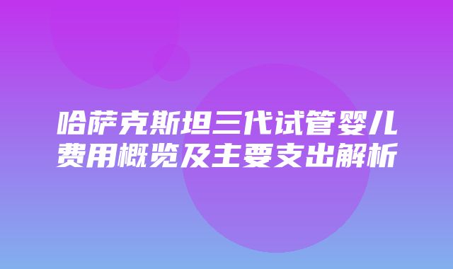 哈萨克斯坦三代试管婴儿费用概览及主要支出解析