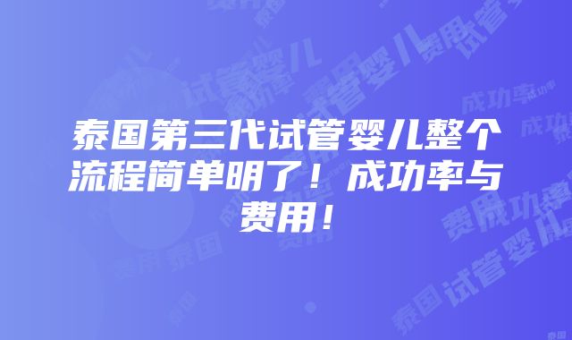 泰国第三代试管婴儿整个流程简单明了！成功率与费用！