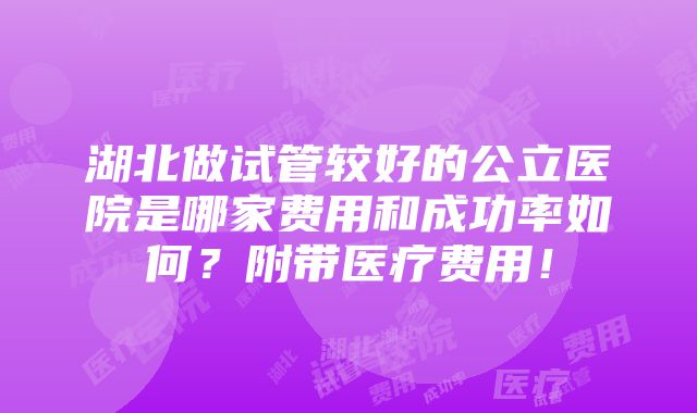 湖北做试管较好的公立医院是哪家费用和成功率如何？附带医疗费用！