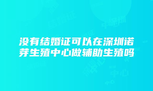 没有结婚证可以在深圳诺芽生殖中心做辅助生殖吗