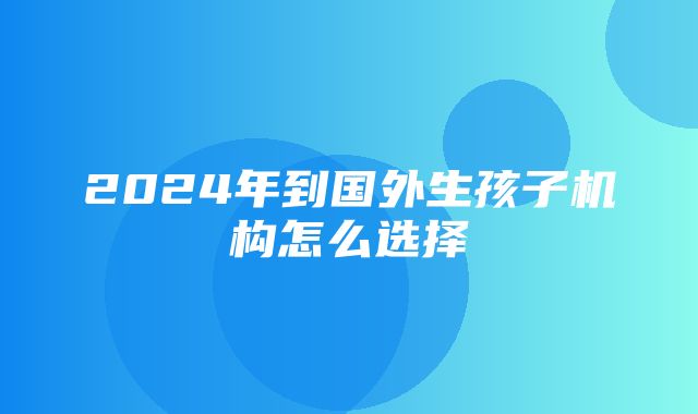 2024年到国外生孩子机构怎么选择