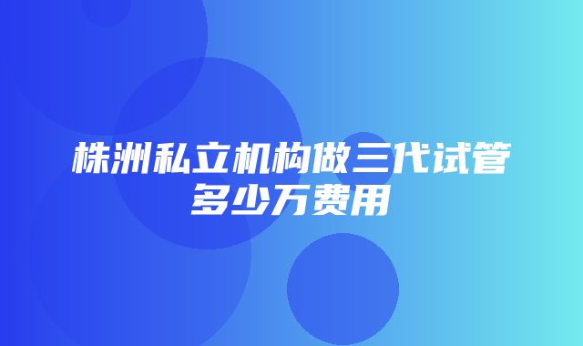 株洲私立机构做三代试管多少万费用