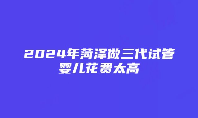 2024年菏泽做三代试管婴儿花费太高