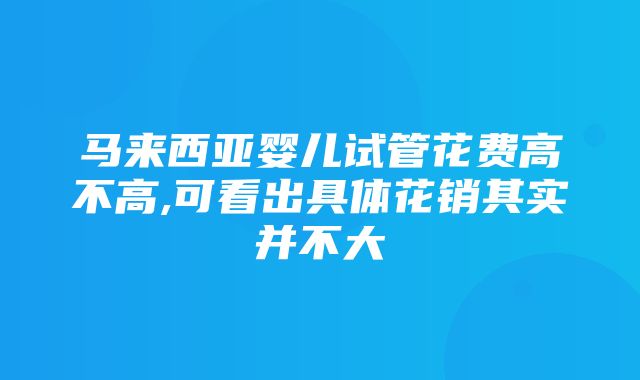 马来西亚婴儿试管花费高不高,可看出具体花销其实并不大