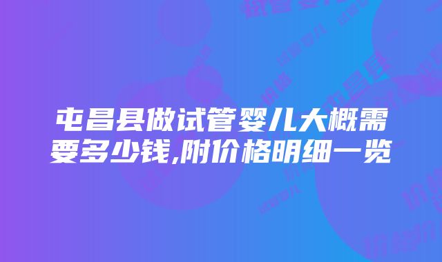 屯昌县做试管婴儿大概需要多少钱,附价格明细一览