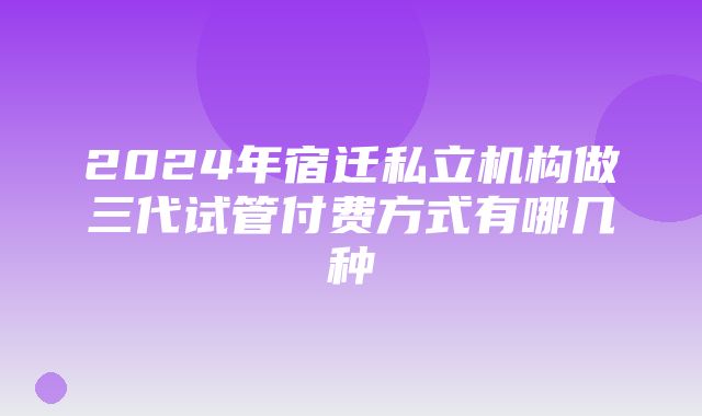 2024年宿迁私立机构做三代试管付费方式有哪几种