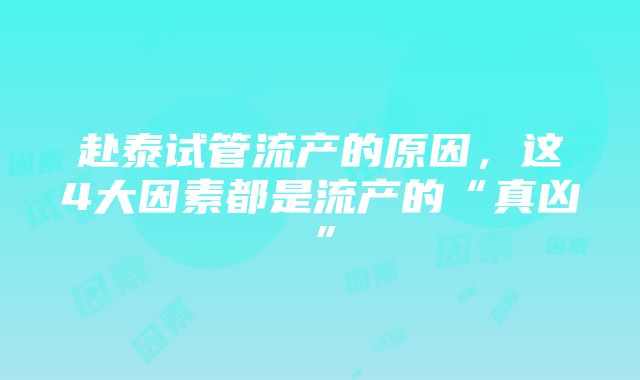 赴泰试管流产的原因，这4大因素都是流产的“真凶”