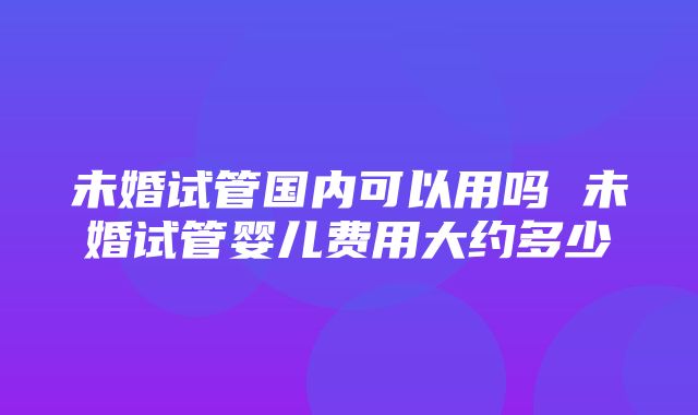 未婚试管国内可以用吗 未婚试管婴儿费用大约多少