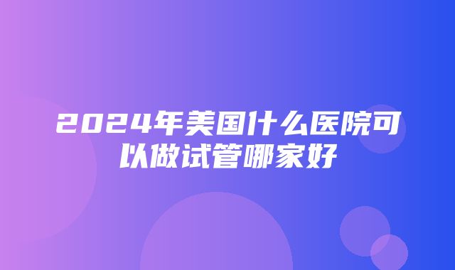 2024年美国什么医院可以做试管哪家好