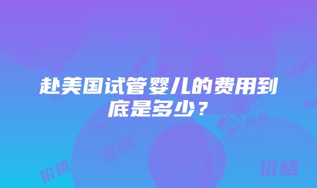 赴美国试管婴儿的费用到底是多少？