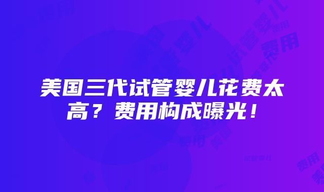 美国三代试管婴儿花费太高？费用构成曝光！