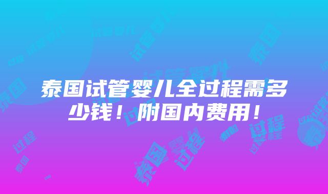 泰国试管婴儿全过程需多少钱！附国内费用！