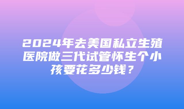 2024年去美国私立生殖医院做三代试管怀生个小孩要花多少钱？