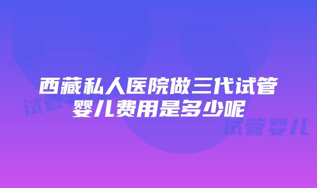 西藏私人医院做三代试管婴儿费用是多少呢