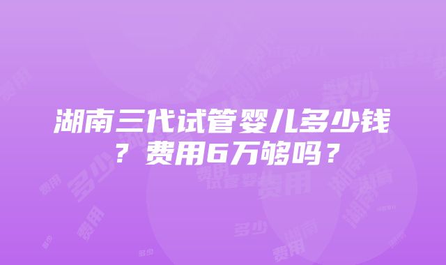 湖南三代试管婴儿多少钱？费用6万够吗？