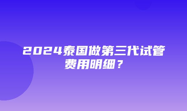 2024泰国做第三代试管费用明细？