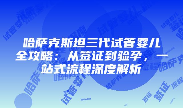 哈萨克斯坦三代试管婴儿全攻略：从签证到验孕，一站式流程深度解析